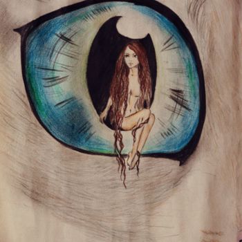 Картина под названием "déesse des chats" - Oksana Koliban, Подлинное произведение искусства, Масло