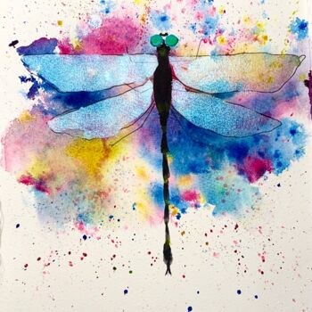 Malerei mit dem Titel "Dragonfly" von Oksana Kuzmina (Soult), Original-Kunstwerk, Aquarell