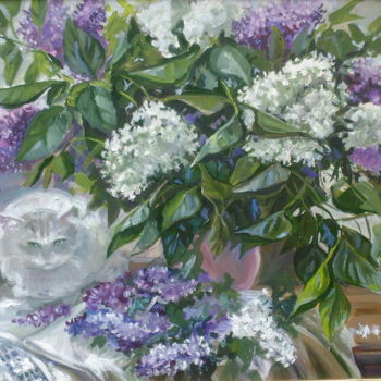 Painting titled "Lilas" by Oksana Lescenko, Original Artwork, Oil