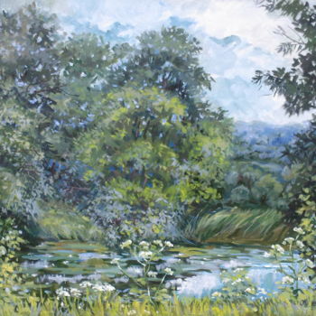 Painting titled "landscape" by Oksana Lescenko, Original Artwork, Oil