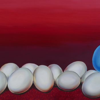 Картина под названием "Das blaue Ei" - Oksana Licholip, Подлинное произведение искусства, Масло