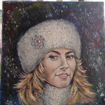 Картина под названием "Зима" - Оксана Литовкина, Подлинное произведение искусства, Масло