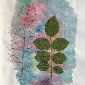 Collages intitulée ""Perfect leaf"" par Oksana Oleksiiva, Œuvre d'art originale, Collages
