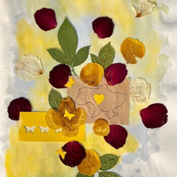 ""Floated Petals"" başlıklı Kolaj Oksana Oleksiiva tarafından, Orijinal sanat, Kolaj