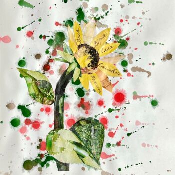 Collages titled "Sunflower of victory" by Oksana Oleksiiva, Original Artwork, Collages