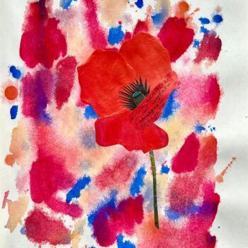 Collages titled "poppy of memory" by Oksana Oleksiiva, Original Artwork, Collages