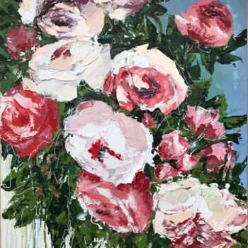 Картина под названием "More roses - origin…" - Oksana Petrova, Подлинное произведение искусства, Масло Установлен на Деревян…