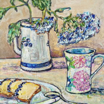 Painting titled "Morning" by Oksana Pidgurs Ka, Original Artwork, Oil Mounted on Wood Stretcher frame