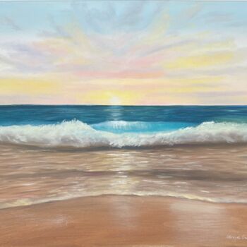 Картина под названием "Sunset at Mediterra…" - Oksana Salminen, Подлинное произведение искусства, Масло Установлен на Деревя…