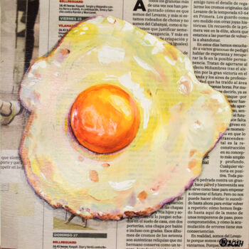 Pittura intitolato "Fried Egg Painting…" da Oksana Shevchenko, Opera d'arte originale, Olio