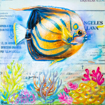 Pintura intitulada "Fish Painting Under…" por Oksana Shevchenko, Obras de arte originais, Óleo