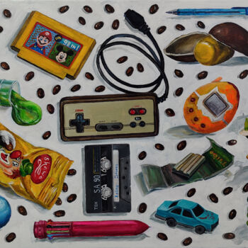 Картина под названием "Nostalgia 90" - Oksana Sklym, Подлинное произведение искусства, Масло Установлен на Деревянная рама д…