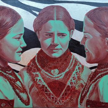 "Girls talk" başlıklı Tablo Oksana Sklym tarafından, Orijinal sanat, Petrol Ahşap Sedye çerçevesi üzerine monte edilmiş