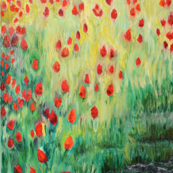 제목이 "Тюльпани"인 미술작품 Оксана Шкварок로, 원작, 기름 나무 들것 프레임에 장착됨