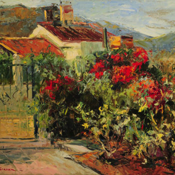 Malerei mit dem Titel "San Luis rosas" von Oksana Soroka, Original-Kunstwerk, Öl