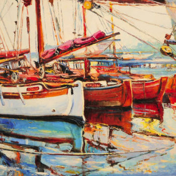 Malerei mit dem Titel "Boats" von Oksana Soroka, Original-Kunstwerk, Öl