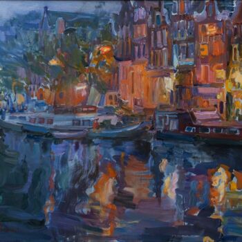 Schilderij getiteld "Amsterdam" door Oksana Tytenko, Origineel Kunstwerk, Olie