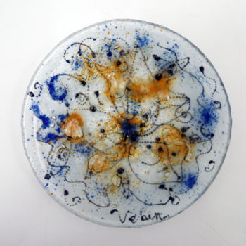"Flower- glass plate" başlıklı Heykel Oksana Veber tarafından, Orijinal sanat, Cam