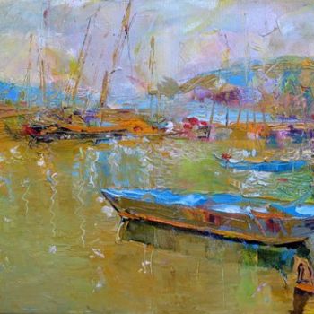 Peinture intitulée "Boats" par Oksana Veber, Œuvre d'art originale