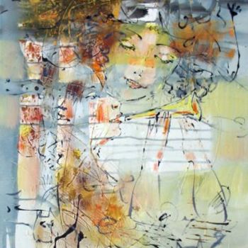 Картина под названием "Golden Duet" - Oksana Veber, Подлинное произведение искусства, Масло Установлен на Деревянная рама дл…