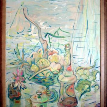 Pintura titulada "Near the window" por Oksana Veber, Obra de arte original, Oleo Montado en Bastidor de camilla de madera
