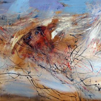 Pittura intitolato "Sky kiss" da Oksana Veber, Opera d'arte originale, Olio Montato su Telaio per barella in legno