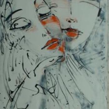 Painting titled "Love in the air" by Oksana Veber, Original Artwork, Oil Mounted on Cardboard