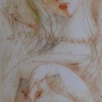 Pittura intitolato "Portrait with her C…" da Oksana Veber, Opera d'arte originale, Olio Montato su Cartone