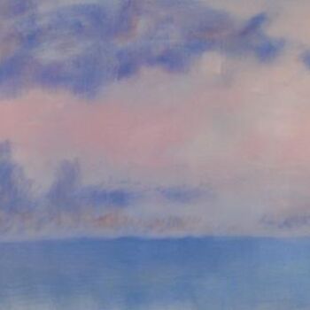 Painting titled "Morning sea clouds" by Oksana Veber, Original Artwork, Oil Mounted on Wood Stretcher frame