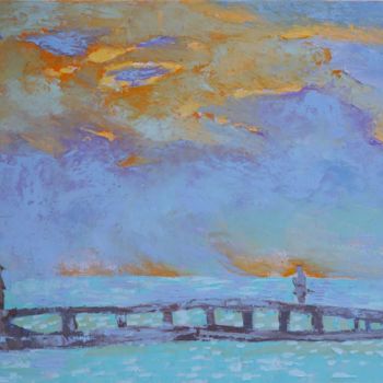 Картина под названием "Sunset view from th…" - Oksana Veber, Подлинное произведение искусства, Масло