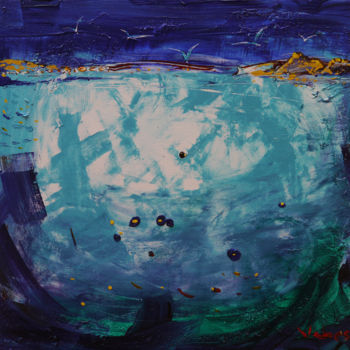 Painting titled "Deep sea" by Oksana Veber, Original Artwork, Oil