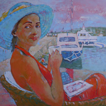 Malerei mit dem Titel "Luba in Muline" von Oksana Veber, Original-Kunstwerk, Öl