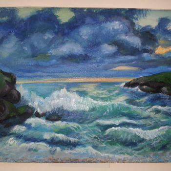 Peinture intitulée "On the sea" par Okiss, Œuvre d'art originale