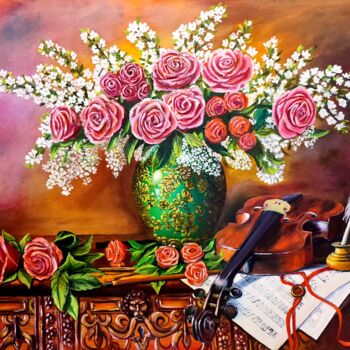 Painting titled "Violino" by Oksana Zaskotska, Original Artwork, Oil