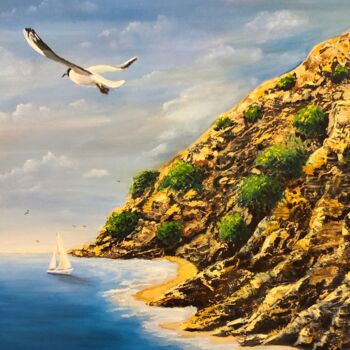 Pittura intitolato "Seagull" da Oksana Zaskotska, Opera d'arte originale, Olio