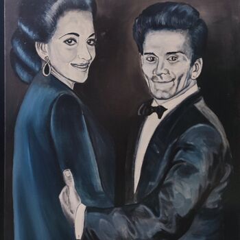 Painting titled "PASOLINI CON MARIA…" by Oksana Zaskotska, Original Artwork, Oil Mounted on Wood Stretcher frame