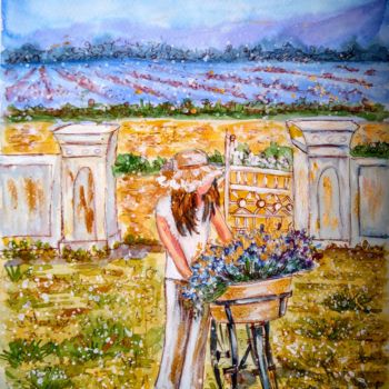 Painting titled "Provence. Lavender…" by Oksana Zolotova, Original Artwork, Watercolor