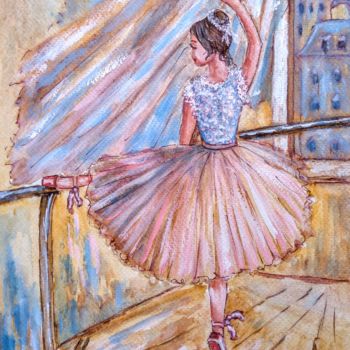 Peinture intitulée "Young ballerina" par Oksana Zolotova, Œuvre d'art originale, Aquarelle
