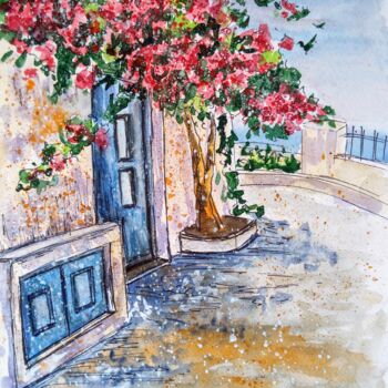 Painting titled "South Courtyard" by Oksana Zolotova, Original Artwork, Watercolor