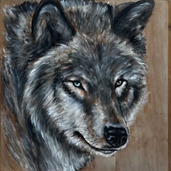 Malerei mit dem Titel "Wolf" von Oksana Grossenbacher, Original-Kunstwerk, Öl