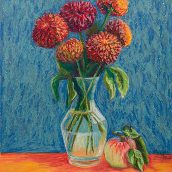 Dessin intitulée "Summer chrysanthemu…" par Oksana Muzyka, Œuvre d'art originale, Pastel