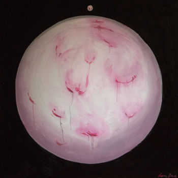 Schilderij getiteld "Bloody Moon" door Oksana Demidova, Origineel Kunstwerk, Olie