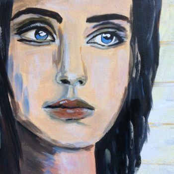 Картина под названием "Голубые глаза" - Ольга Деева, Подлинное произведение искусства, Масло