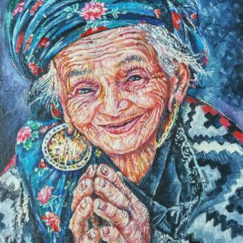 Картина под названием "Мудрая старость или…" - Ольга Денисюк, Подлинное произведение искусства, Масло