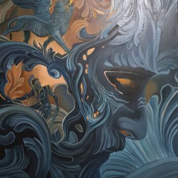 Картина под названием "Дракон" - Ольга Дубова, Подлинное произведение искусства, Масло