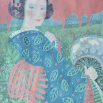 Рисунок под названием "Sakura" - Oльга Гордиенок, Подлинное произведение искусства, Карандаш