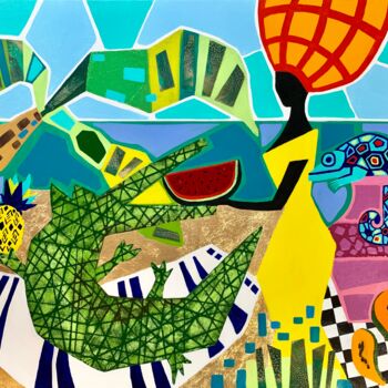 "Женщина с крокодилом" başlıklı Tablo Ольга Коротеева tarafından, Orijinal sanat, Petrol Ahşap Sedye çerçevesi üzerine monte…