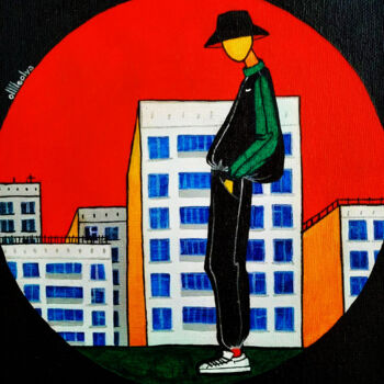Картина под названием "Во дворе" - Ольга Пономарева, Подлинное произведение искусства, Акрил