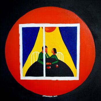 Картина под названием "За окном" - Ольга Пономарева, Подлинное произведение искусства, Акрил