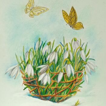 Dibujo titulada "Spring" por Ol Ga Rybina, Obra de arte original, Conté